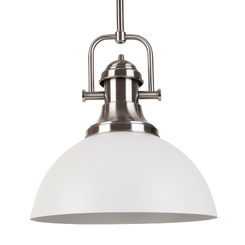 Colgante Classic con barral 1 luz E27 blanco/platil 40cm diam y altura 80cm
